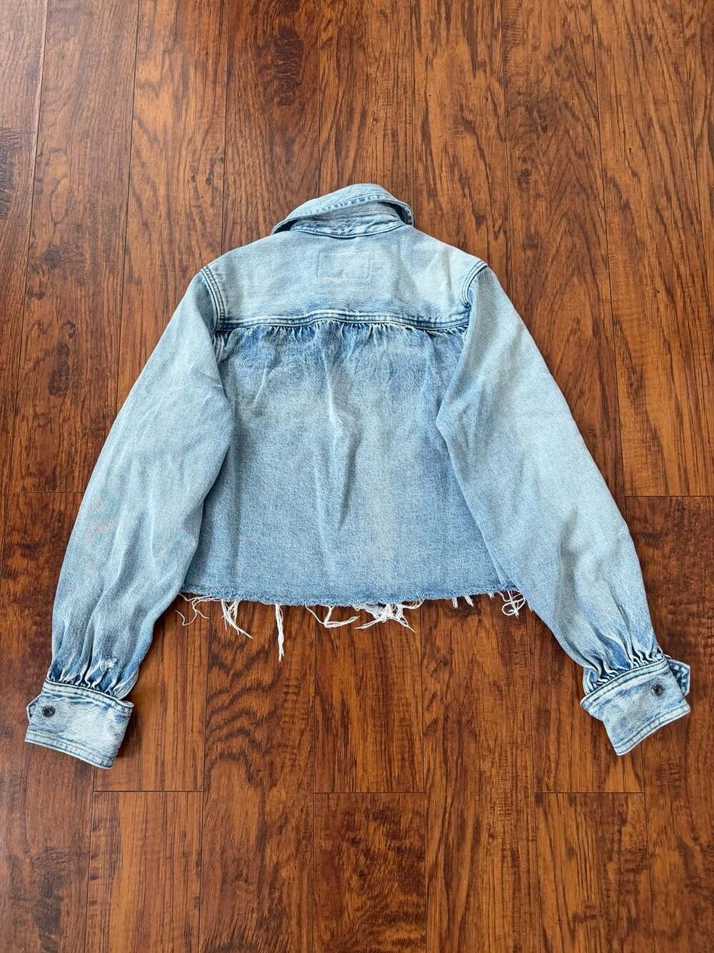AllSaints Luca Cropped Puff Sleeve Denim Jacket, Size US 0 - Picture 2 of 3